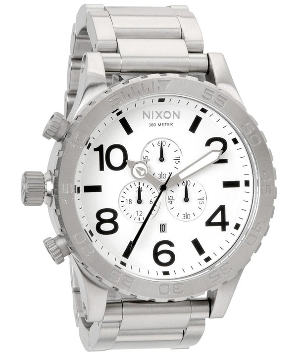 Nixon 51-30 Chronograph White Dial Stainless Steel Men's Watch  A083-100 - Watches of America