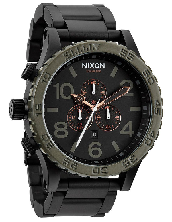 Nixon 51-30 Chrono Black Dial Industrial Green Ion-plated Men's Watch A083-1530 - Watches of America #2