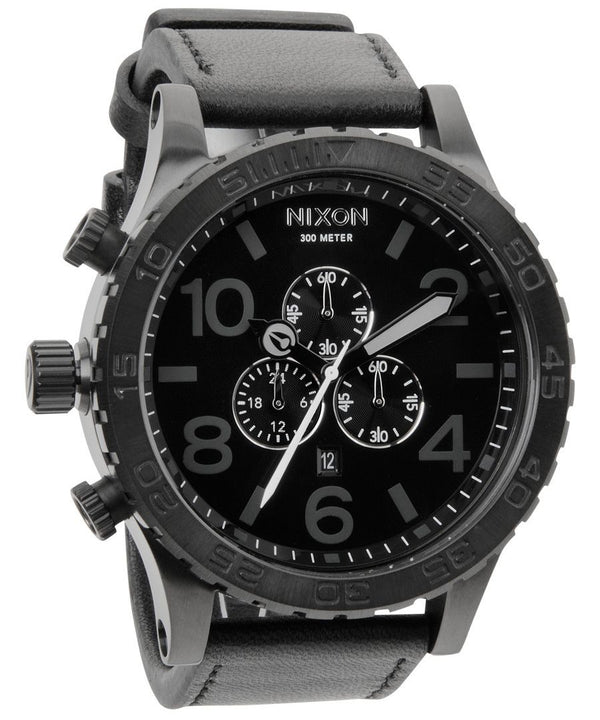 Nixon 51-30 Chrono Leather All Black Men's Watch Men's Watch  A124-001 - Watches of America