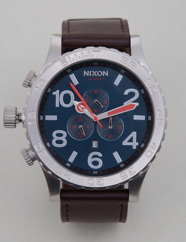 Nixon 51-30 Chrono Leather Navy & Brown Men's Watch Men's Watch  A124-897 - Watches of America