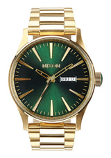 Nixon Sentry Stainless Steel Gold & Green Sunray Men's Watch  A356-1919 - Watches of America