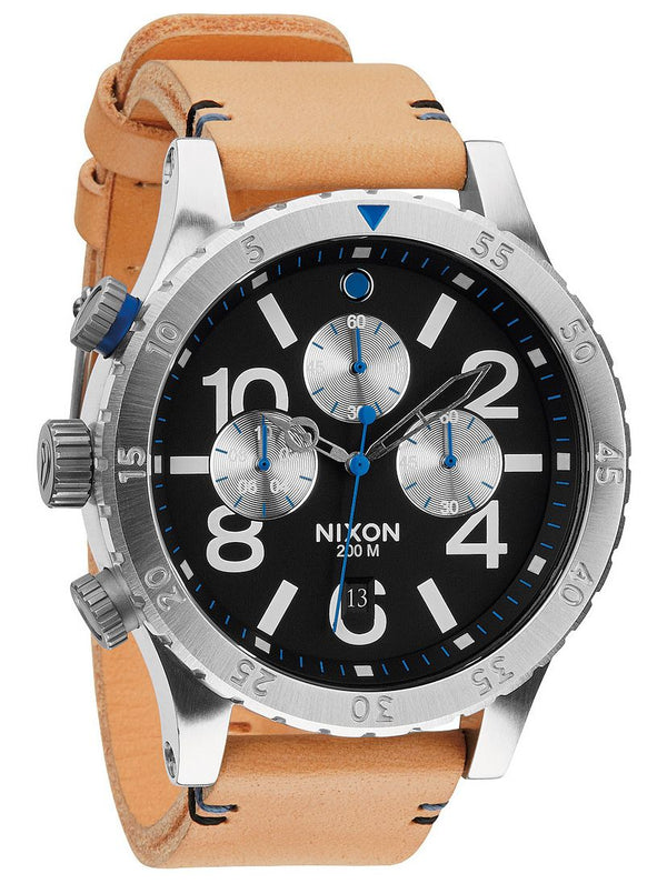 Nixon 48-20 Chronograph Black Dial Tan Leather Men's Watch Men's Watch A363-1602 - Watches of America #2