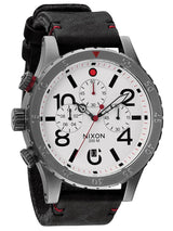 Nixon 48-20 Chronograph White Dial Black Leather Strap Men's Watch Men's Watch A363-486 - Watches of America #4
