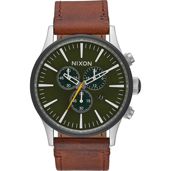 Nixon Sentry Brown Leather Chronograph Men's Watch Men's Watch  A405-2334 - Watches of America