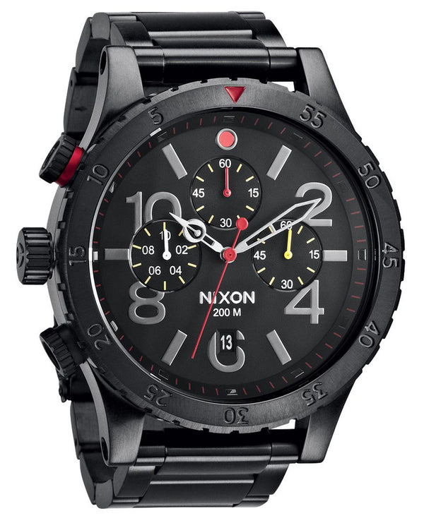 Nixon 48-20 Chrono Black Dial Black Ion-plated Men's Watch Men's Watch  A486-1320 - Watches of America