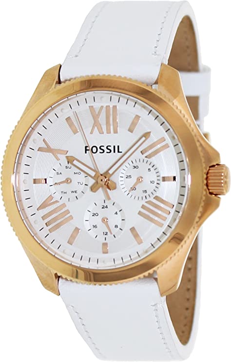 Fossil Cecile Rose gold White Leather Women's Watch  AM4486 - Watches of America