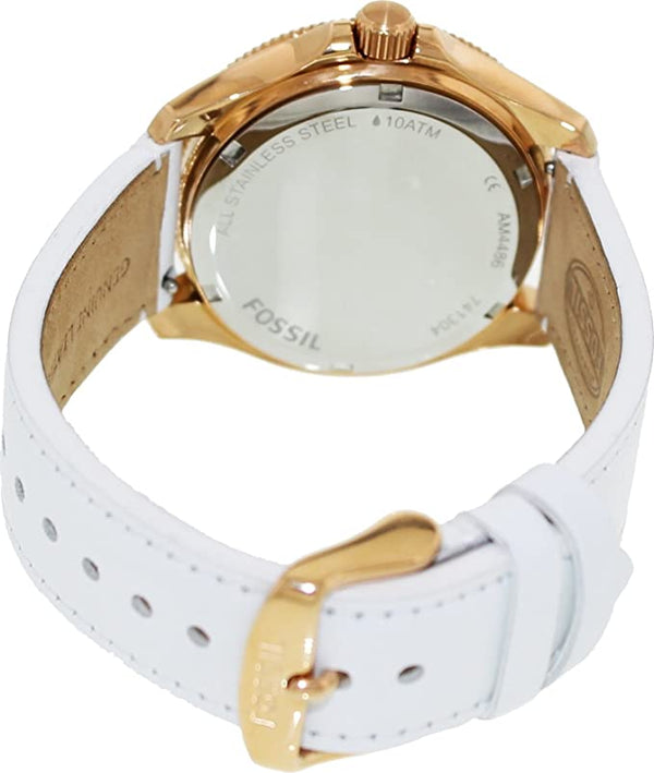 Fossil Cecile Rose gold White Leather Women's Watch AM4486 - Watches of America #2