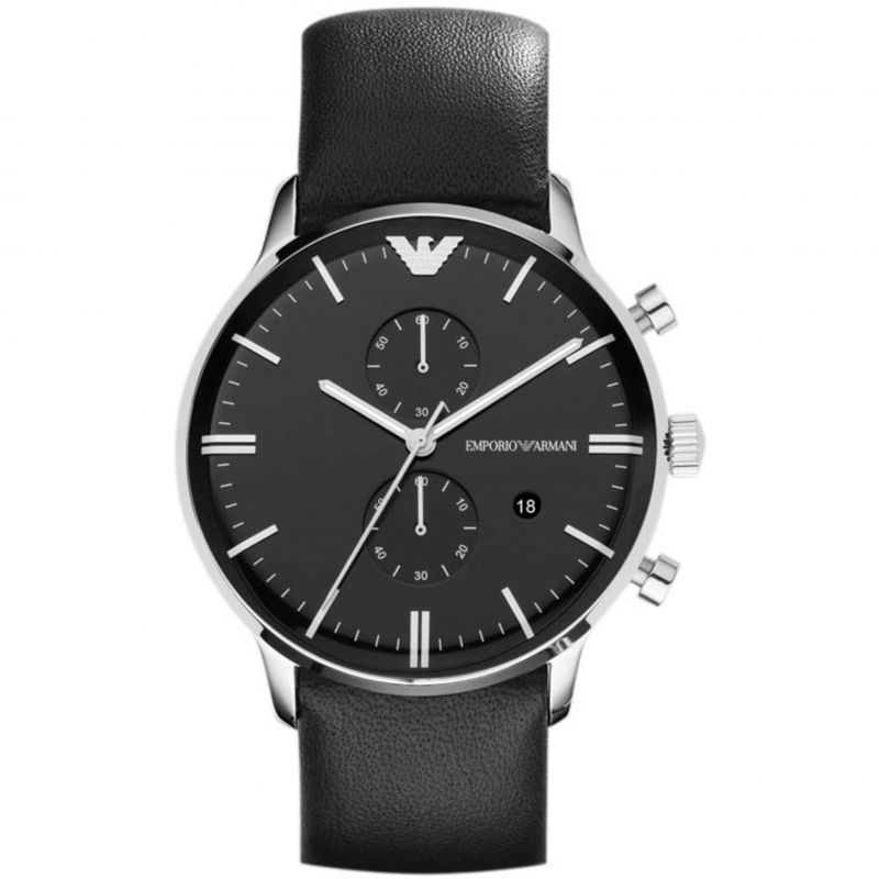 Emporio Armani Black Leather Men's Watch#AR0397 - Watches of America