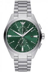 Emporio Armani Silver Chronograph Green Dial Men's Watch  AR11480 - Watches of America