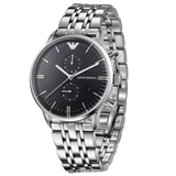 Emporio Armani Chronograph Black Dial Stainless Steel Men's Watch#AR80009 - Watches of America #2