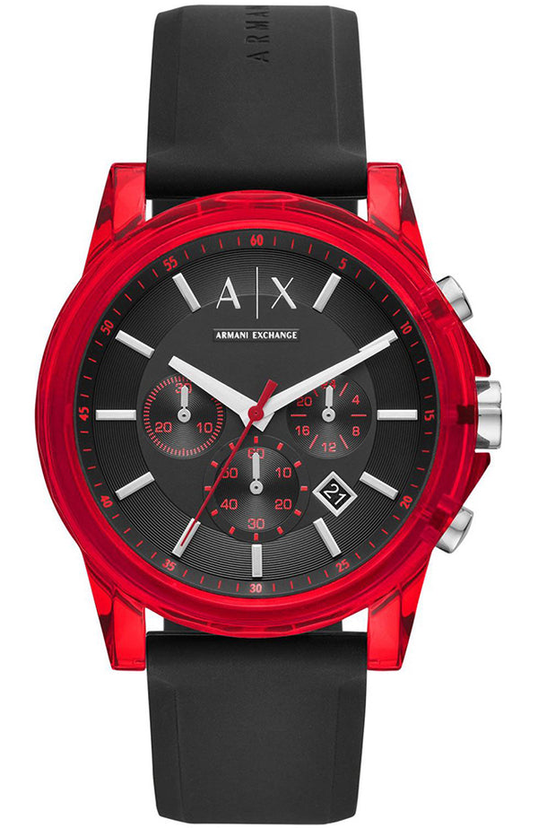 Outerbanks Red Silicon Strap Men's Watch  AX1338 - Watches of America
