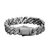 Brazalete cubano de plata con diamantes helados Big Daddy de 12 mm