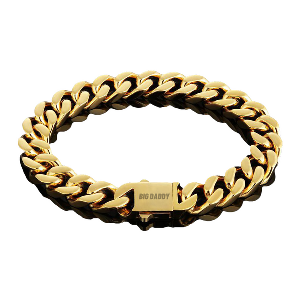 Big Daddy 12 mm Brazalete de oro con cadena curva