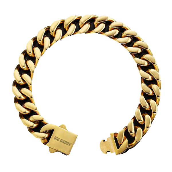 Big Daddy 12 mm Brazalete de oro con cadena curva