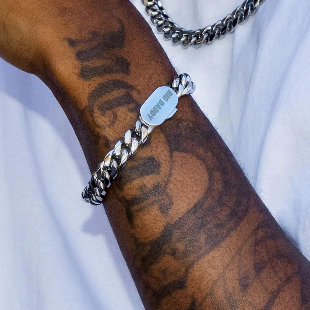 Big Daddy Brazalete de eslabones cubanos Miami de plata de 10 mm