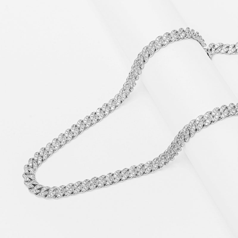 Big Daddy 8MM Iced Out Silver Cuban Link Chain