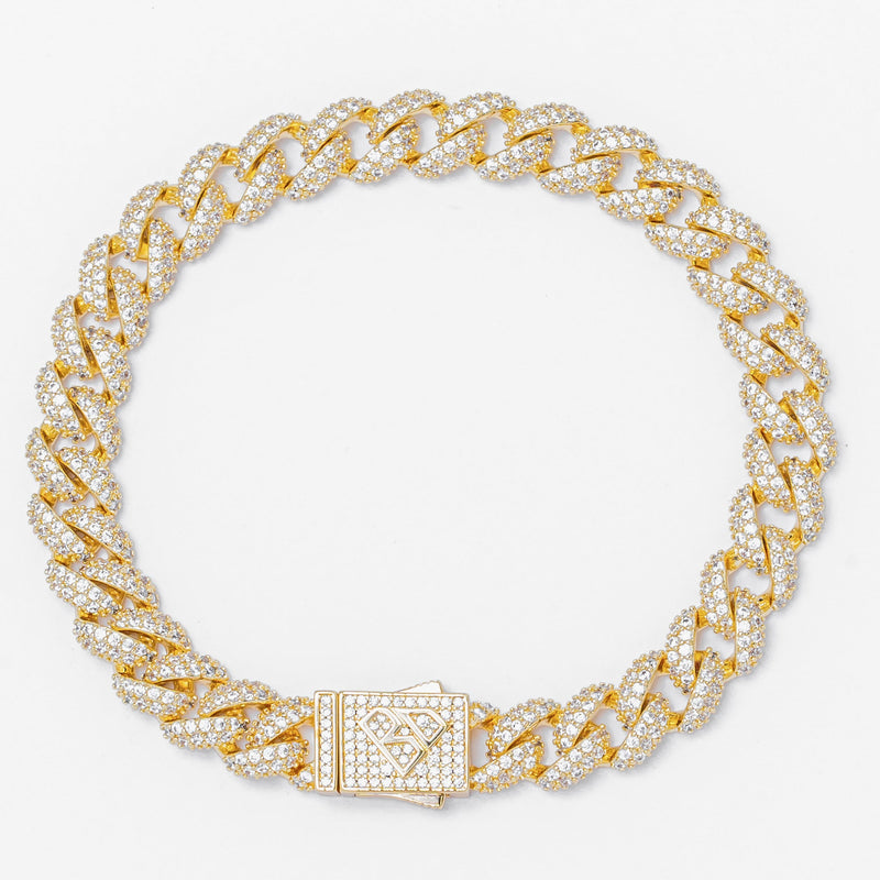 Big Daddy 9MM Diamond Curb Gold Bracelet