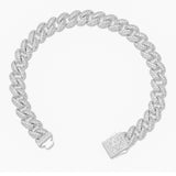 Big Daddy 9MM Diamond Curb Silver Bracelet