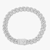 Big Daddy 9MM Diamond Curb Silver Bracelet