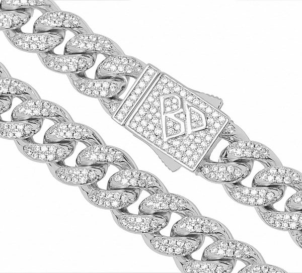 Big Daddy 10MM Iced Out Miami Cuban Link Silver Chain