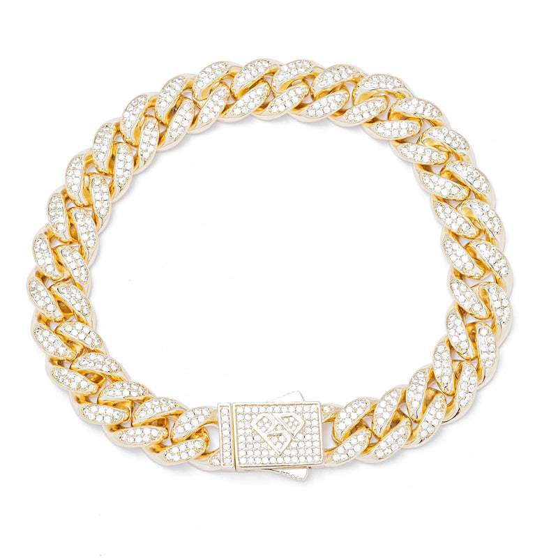 Big Daddy 10MM Iced Out Miami Cuban Link Gold Bracelet