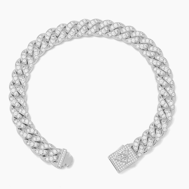 Big Daddy 10MM Iced Out Cuban Link Silver Bracelet