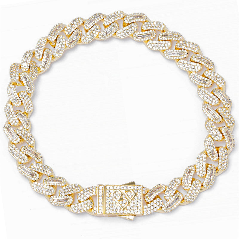Big Daddy 10MM Mix Baguette & Diamond Gold Bracelet