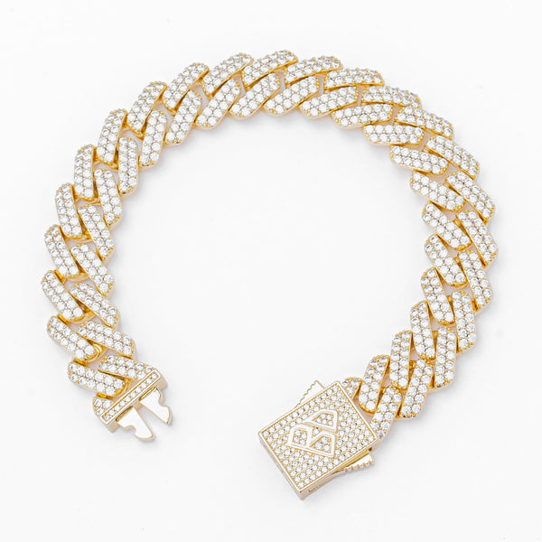 Big Daddy 12MM Gold Diamond Figaro Bracelet