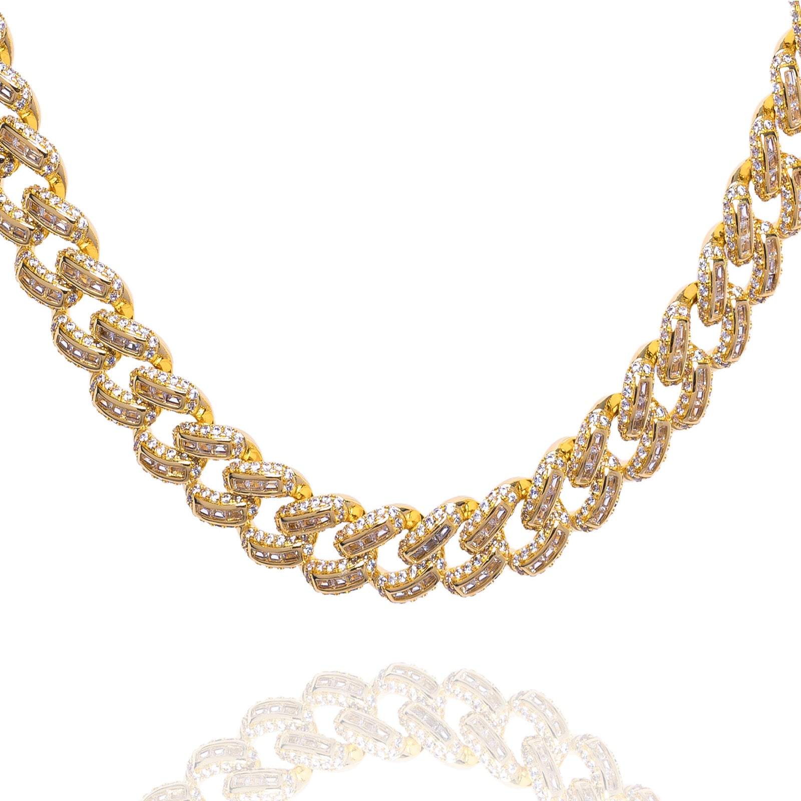 GLD 12mm baguette prong chain. 16 inches. hotsell