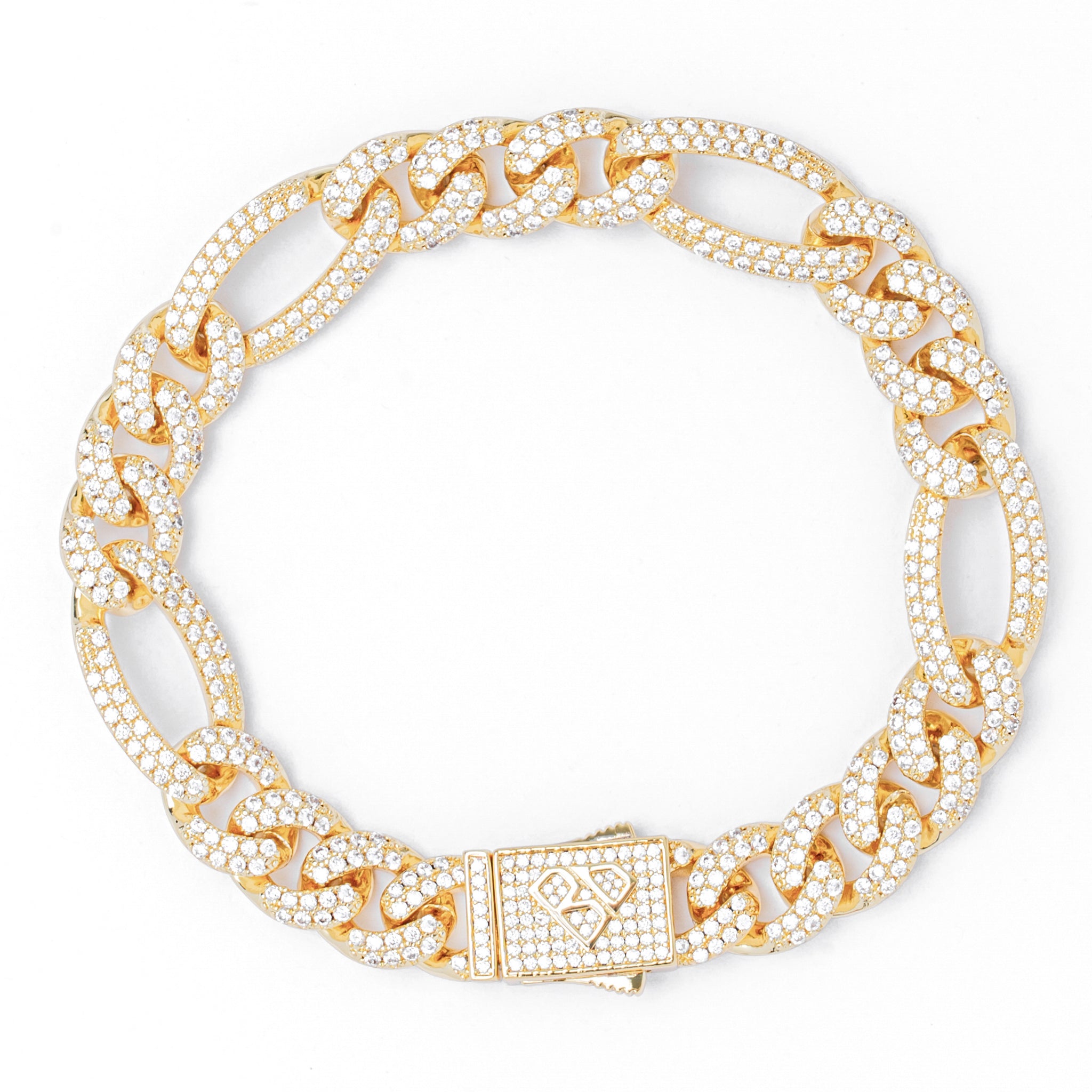 سوار بيج دادي الذهبي المرصع بالكريستال على طراز الهيب هوب، مقاس 12 ملم