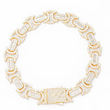 Big Daddy 12MM Baguette Byzantine Iced Out Gold Bracelet