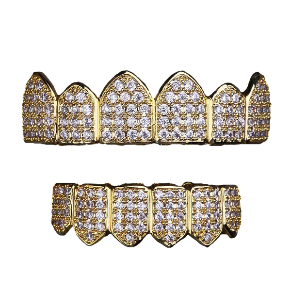 Big Daddy Teeth Grillz Set Gold &amp; Diamond - Juego completo