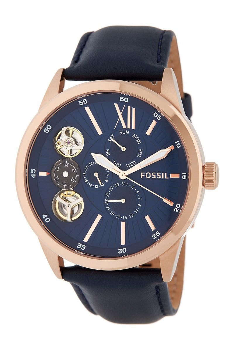 Fossil Flynn Mechanical Navy Leather Men's Watch BQ2219 - Watches of America #3