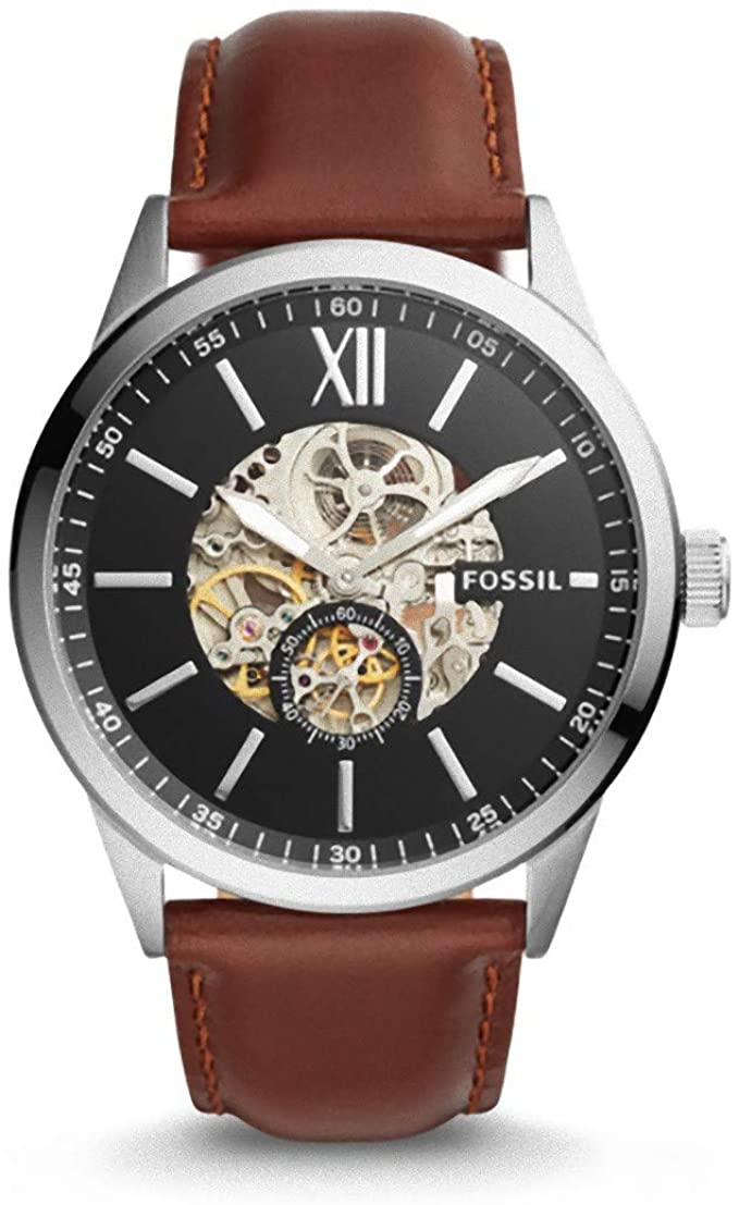 Fossil Flynn Automatic Brown Leather Men's Watch BQ2270 – Watches of ...