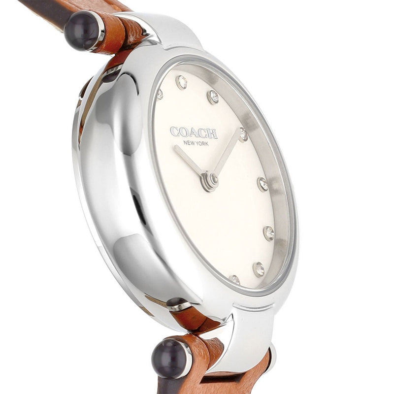 Coach Cary Chalk Brown Leather Strap Women's Watch 14504016