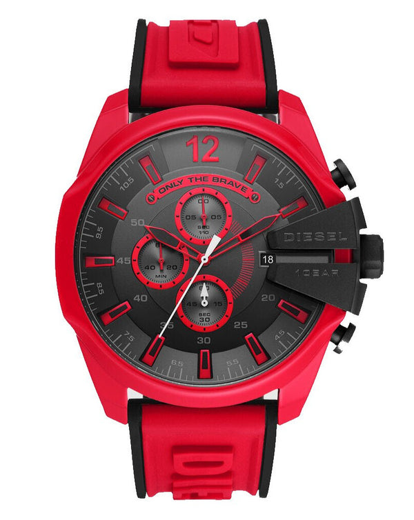 Reloj Diesel Mega Chief Cronógrafo Silicona Rojo DZ4526
