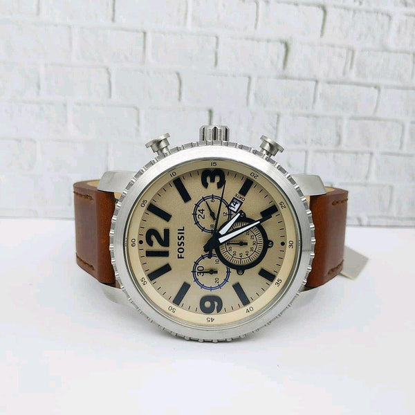 Fossil Big Face Chronograph Dial Leather Strap Men's Watch BQ2101 - Watches of America #2