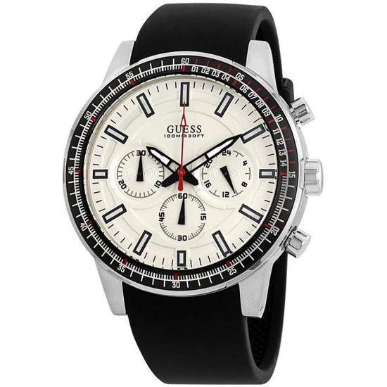 Guess Men's White Dial Silicone Band Men's Watch  W0802G1 - Watches of America