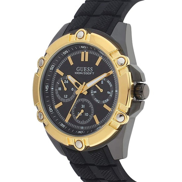 Guess Caliber Black Silicone Strap Strap Black Dial Chronograph Quartz Men's Watch W0864G3 - Watches of America #2