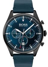 Hugo Boss Pioneer Blue Leather Strap Men's Watch  1513711 - Watches of America