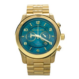 Michael Kors Reloj dorado Runway con esfera azul para mujer MK8315