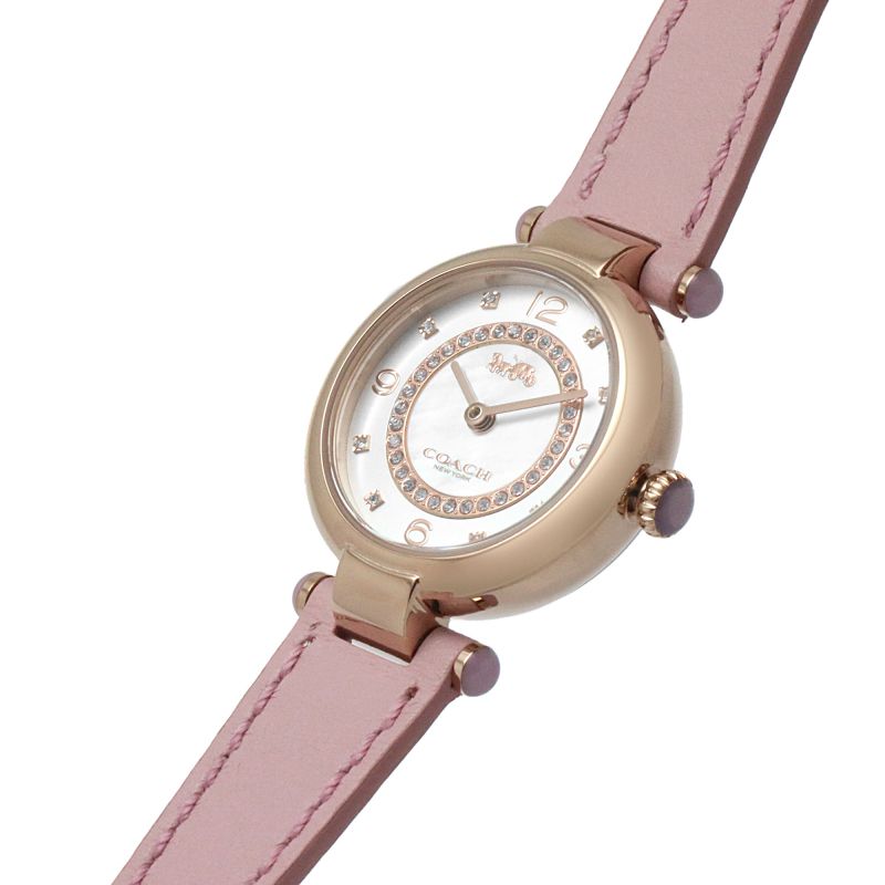 Coach Cary Mother Of Pearl Dial Pink Leather Strap Women's Watch 14503896 - Watches of America #2