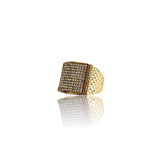 Big Daddy Iced Pave Square Gold Ring