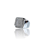 Big Daddy Iced Out Square Bling anillo de plata