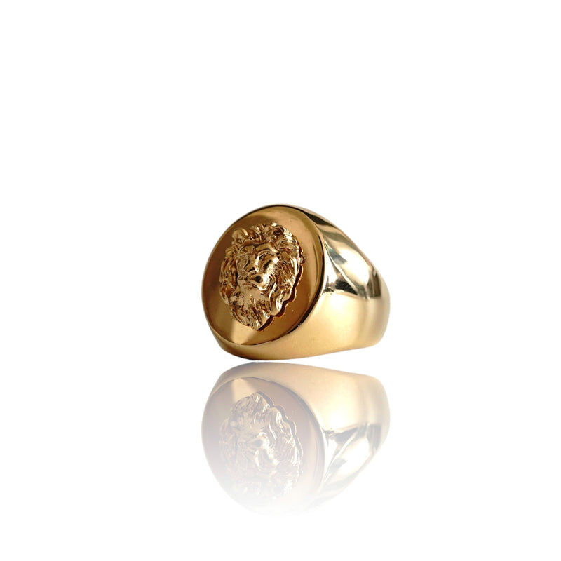 Petrvs Lion Pinky Ring in Sterling Silver with 18K Yellow Gold, 15mm |  David Yurman