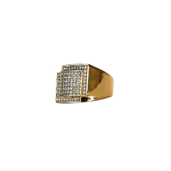 Big Daddy Iced Out Square Bling Gold Ring