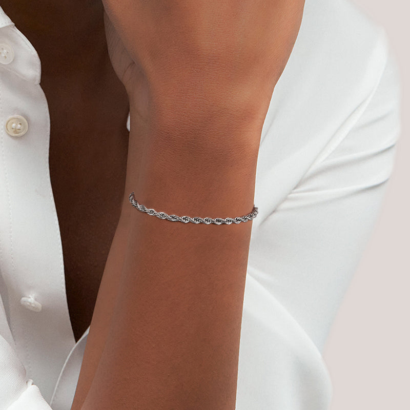 Big Daddy 5 mm cadena de cuerda pulsera de plata para mujer