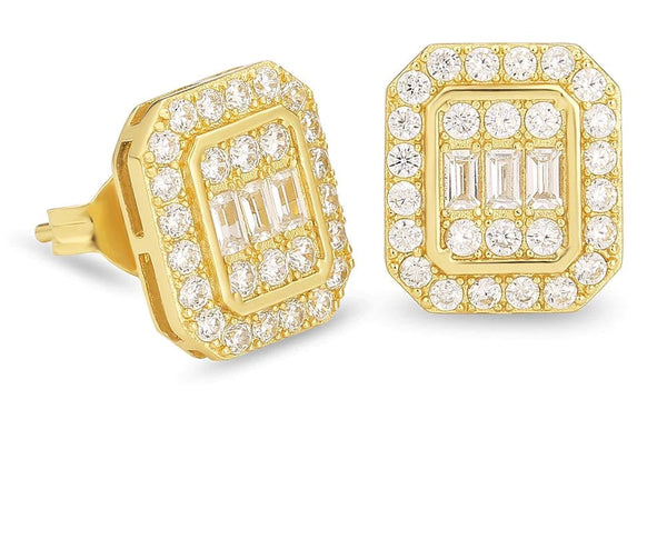 Aretes rectangulares de diamantes Big Daddy