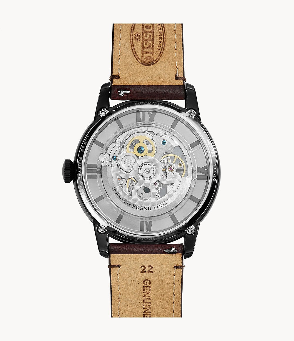 Fossil Townsman Automatic Beige Skeleton Dial Men
