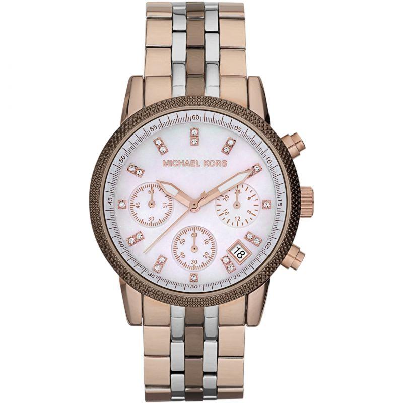 Michael Kors Ritz Champagne White Dial Tri-Tone Ladies Watch  MK5642 - Watches of America